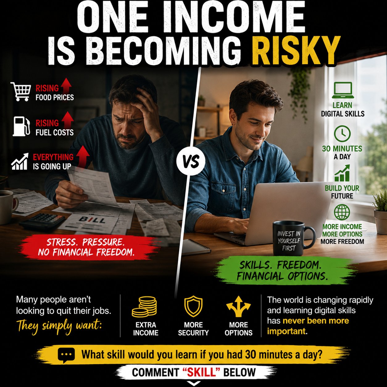 One income vs learning digital skills